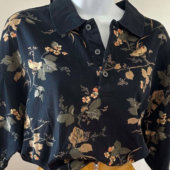 Izod Other - Bird print, black polo shirt